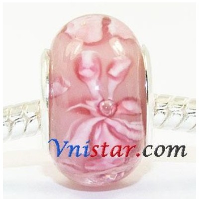 Free Shipping! Vnistar silver plated core glass beads with pink color-PGB086, beads color, size 9*14mm, beads color, sold as 20pcs each pack