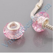 Free Shipping! Silver plated core facet resin bead PGB510, pink bead with size in 9*15mm, sold as 60pcs each pack