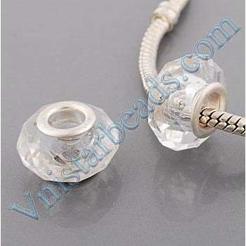 Free Shipping! Silver plated core facet resin bead PGB509, pink bead with size in 9*15mm, sold as 60pcs each pack