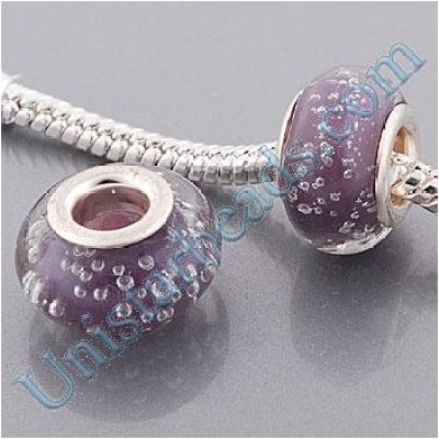 Free Shipping! Vnistar silver plated core orchid glass beads PGB416 with white bubble floating inside, 9*14mm, sold as 20pcs each pack