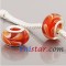 Free Shipping! Silver plated core glass bead PGB548-1, red bead with orange hearts, size in 9*14mm, sold as 20pcs each pack