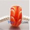 Free Shipping! Silver plated core glass bead PGB548-1, red bead with orange hearts, size in 9*14mm, sold as 20pcs each pack