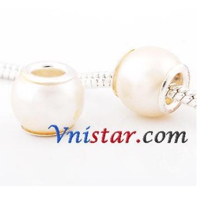 Free Shipping! Silver plated core imitation pearl bead PGB565-1, milk-white bead with size in 10*12mm, sold as 60pcs each pack