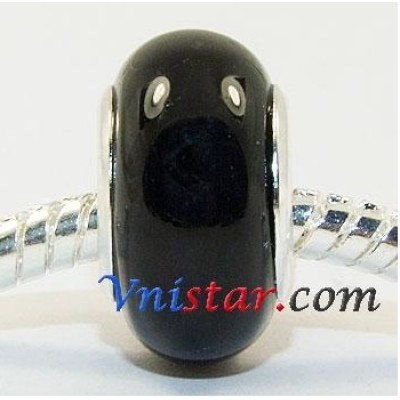 Free Shipping! Vnistar silver plated core black glass beads PGB039, 14*10mm, sold as 20pcs each pack
