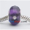 Free Shipping! Silver plated core bulk glass beads PGSS090, purple glass beads with clear crystal, sold as 20pcs each pack