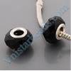Free Shipping!Silver plated core facet resin bead PGB520, black bead with size in 9*15mm, sold as 60pcs each pack
