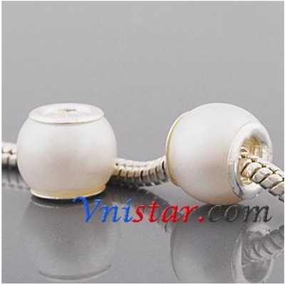 Free Shipping! Silver plated core imitation pearl bead PGB565-9, white bead with size in 10*12mm, sold as 60pcs each pack
