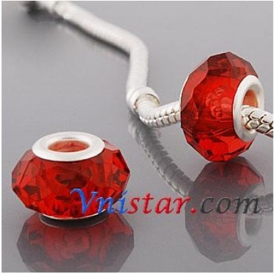 Free Shipping! Silver plated core facet resin bead PGB514, red bead with size in 9*15mm, sold as 60pcs each pack