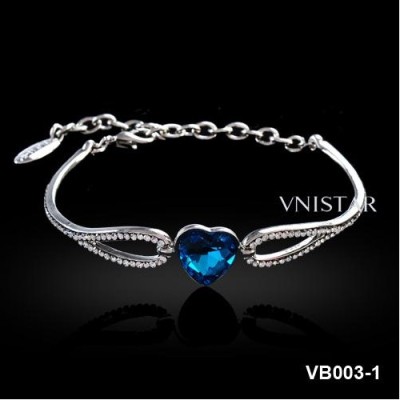 Free shipping!Fashion crystal bracelets, heart crystal, VB003, length about 12cm, sold as 5pcs each pack