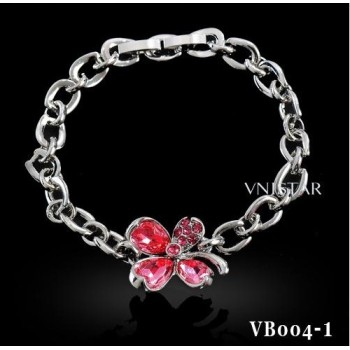 Free shipping! Fashion crystal bracelet, bracelet chain, clover shape, VB004, length is 16.5/18.5cm, sold as 3pcs each pack