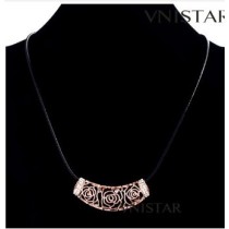 Free shipping! Fashion necklaces, arc pendant with hollow rose, VN416, pendant size 23*55mm, sold as 3pcs each pack