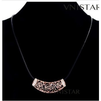 Free shipping! Fashion necklaces, arc pendant with hollow rose, VN416, pendant size 23*55mm, sold as 3pcs each pack