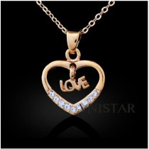 Free shipping! Fashion necklace, heart shaped pendant with LOVE dangle charm, DZ202, pendant size 15*20mm, sold as 3pcs each pack