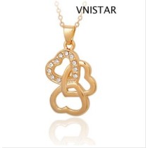 Free shipping! Fashion necklace, hearts shaped pendant, VN1007, pendant size 15*23mm, sold as 3pcs each pack