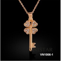 Free shipping! Fashion necklace, clover key shaped pendant, VN1006, pendant size 11*27mm, sold as 3pcs each pack