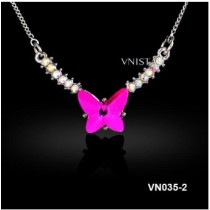 Free shipping! Fashion crystal necklace, necklace chain, butterfly shape pendant, VN035, length is 40cm, sold as 3pcs each pack