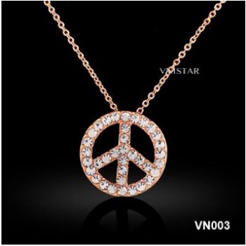 Free shipping! Vnistar tiny chain necklace with peace sign VN003, sold in 3pcs per pack