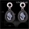 Free shipping! Earrings, crystal dangle earring, teardrop crystal, flowers raised, VE447, size in 18*35mm sold in 2prs per pack