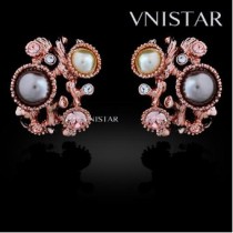 Free shipping! Earrings, fashion stud earrings, pearl earring, VE441, size in 19*22mm, sold in 2prs per pack