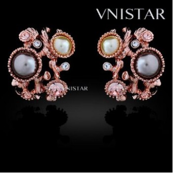 Free shipping! Earrings, fashion stud earrings, pearl earring, VE441, size in 19*22mm, sold in 2prs per pack