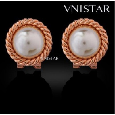 Free shipping! Stud earrings, round pearl earring, twisted earring, spiral earring, VE440, size in 17*17mm, sold in 2prs per pack