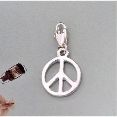 Free shipping! Wholesale silver plated peace sign shaped clasp charm HCC039-4,sold in 20 pcs per pack