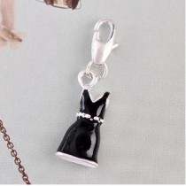 Free shipping! Wholesale silver plated clasp charms HCC150 with black evening dress, sold in 30pcs per pack