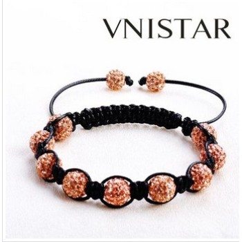Free shipping! Wholesale light peach crystal stones beads macrame bracelet SBB236-8, sold in 2pcs per pack