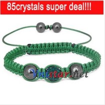 Free shipping! Wholesale emerald crystal stones beads macrame bracelet SBB205-7, sold in 2pcs per pack