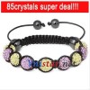 Free shipping! Wholesale jonquil and violet crystal stone beads macrame bracelet SBB089-26, sold in 2pcs per pack