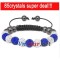 Free shipping! Wholesale clear and sapphire crystal stone beads macrame bracelet SBB088-25, sold in 2pcs per pack