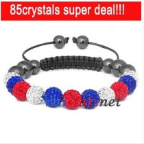 Free shipping! Wholesale 11pcs crystal stone beads macrame bracelet SBB088-24, sold in 2pcs per pack