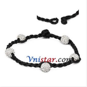 Free shipping! Wholesale vnistar 8mm clear crystal stone beads macrame bracelet SBB289-2, sold in 2 pcs per pack