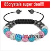Free shipping! Wholesale 11pcs crystal stone beads macrame bracelet SBB088-22 , sold in 2 pcs per pack
