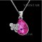 Free shipping! Necklaces, fashion crystal necklace, butterfly necklace, teardrop crystal, VN043, pendant size 16*22mm, sold in 2 pcs per pack