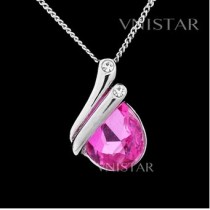 Free shipping! Necklaces, fashion crystal necklace, teardrop crystal, VN042, pendant size 13*20mm, necklace for women, sold in 2 pcs per pack