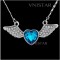 Free shipping! Necklaces, crystal necklace, winged heart pendant necklace, heart crystal, VN039, pendant size 19*42mm, sold in 2 pcs per pack