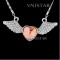 Free shipping! Necklaces, crystal necklace, winged heart pendant necklace, heart crystal, VN039, pendant size 19*42mm, sold in 2 pcs per pack