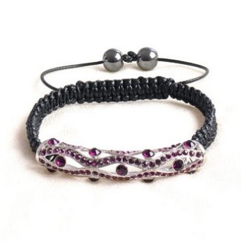 Free shipping! Wholesale macrame bracelets SBB329-4 with purple stones ,  sold in 2pcs per pack