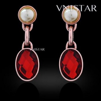Free shipping!Fashion earrings, pearl dangle earring, oval crystal, VE436, size in 15*45mm, sold in 2prs per pack