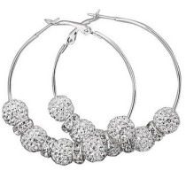 Free shipping! Fashion earrings, hoop earring, crystal ball earring, BWE002, dia in 50mm, sold in 2prs per pack