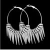 Free shipping! Silver plated hoop earrings, spike earring, BWE013-5, dia in 50mm, sold in 2prs per pack