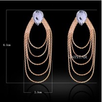 Free shipping! Fashion crystal earrings, chain tassel drop earring, teardrop crystal, VE406, size in 25*65mm, sold in 2prs per pack