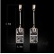 Free shipping! Fashion dangle earrings, square crystal, letter D charm, VE359, size in 13*60mm, sold in 2prs per pack