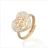 Free shipping! Fashion jewelry rings, heart ring with rose flower, JZ196, adjustable size, sold in 10pcs per pack