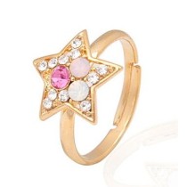 Free shipping! Fashion jewelry rings, star ring with stones, JZ189, adjustable size, sold in 10pcs per pack