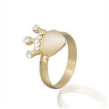 Free shipping! Fashion rings, heart ring with crown, heart cat eye stone, JZ205, unadjustable, sold in 10pcs per pack