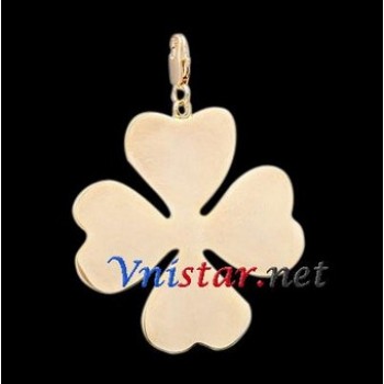 Free shipping! Wholesale high quality real 18k gold plated clasp charms HCC258-1 with clover pendant, sold in 5pcs per pack