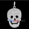 Free shipping! Wholesale high quality double silver plated skull clasp charms HCC264-1 with clear stones, sold in 5pcs per pack