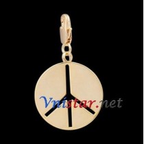 Free shipping! Wholesale high quality real 18k gold plated peace sign clasp charms HCC278-2, sold in 5pcs per pack